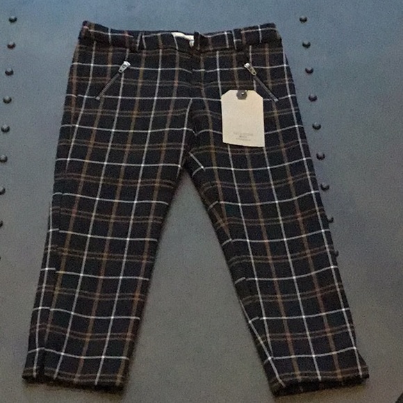 Zara plaid zipper pocket pants, size 5, NWT - Picture 1 of 5